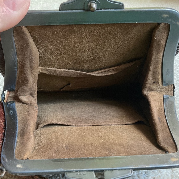 Vintage Hand Tooled Leather Metal Purse Early 1900s Antique - Picture 6 of 13